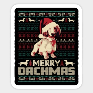 Cute Dachshund Merry Dachmas Ugly Sweater Sticker